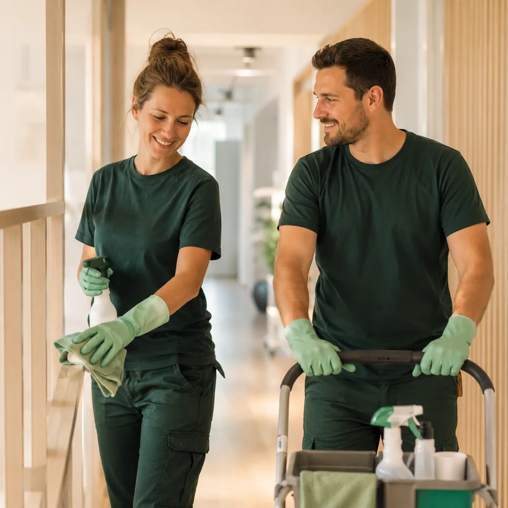 Het team van LH Cleaning aan het werk